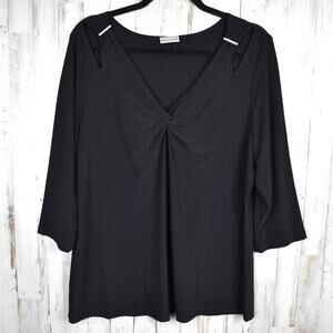 Y2K vintage black rhinestone embellished drapey shirt top fits size large/xlarge